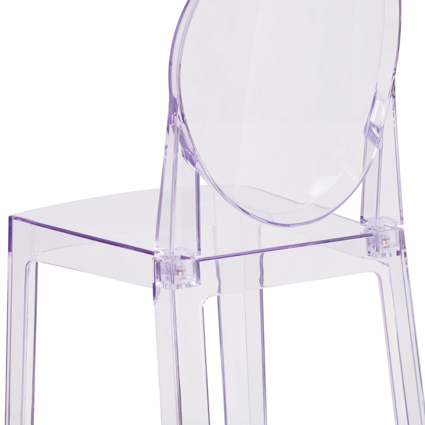 Ghost Counter Stool in Transparent Crystal with Oval Back