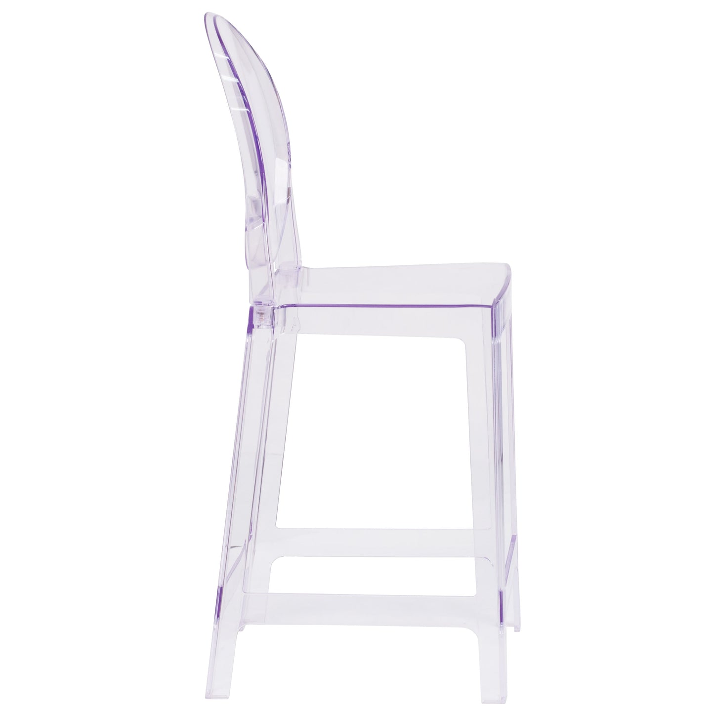 Ghost Counter Stool in Transparent Crystal with Oval Back
