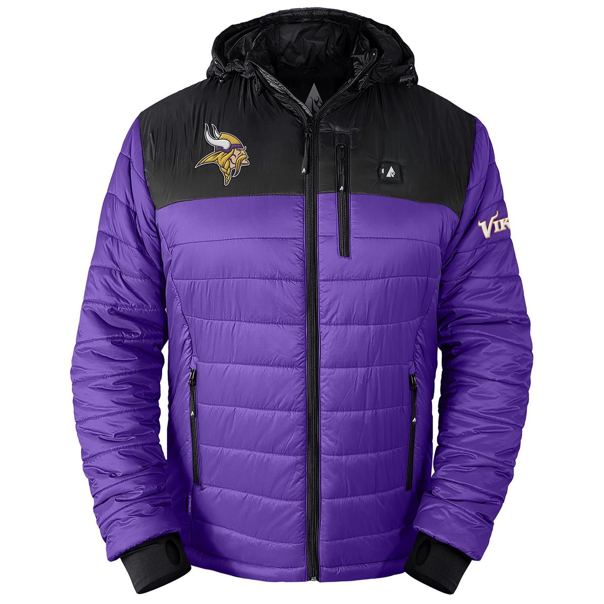 ActionHeat Minnesota Vikings 5V Men's Colorblock Puffer Battery Heated Jacket