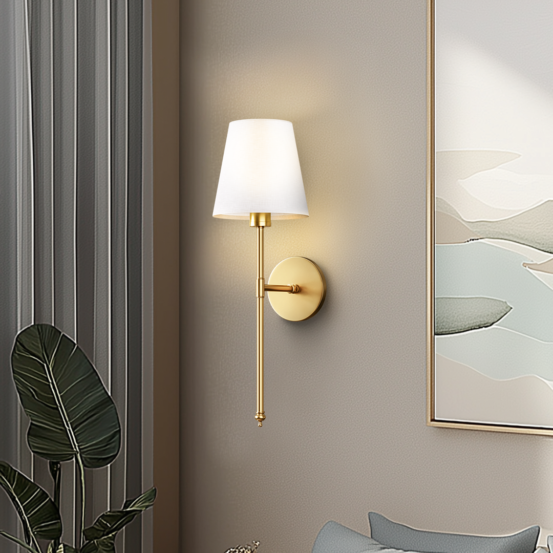 2 Pack Cordless LED Light Wall Sconce With Fabric Shade Wall Light