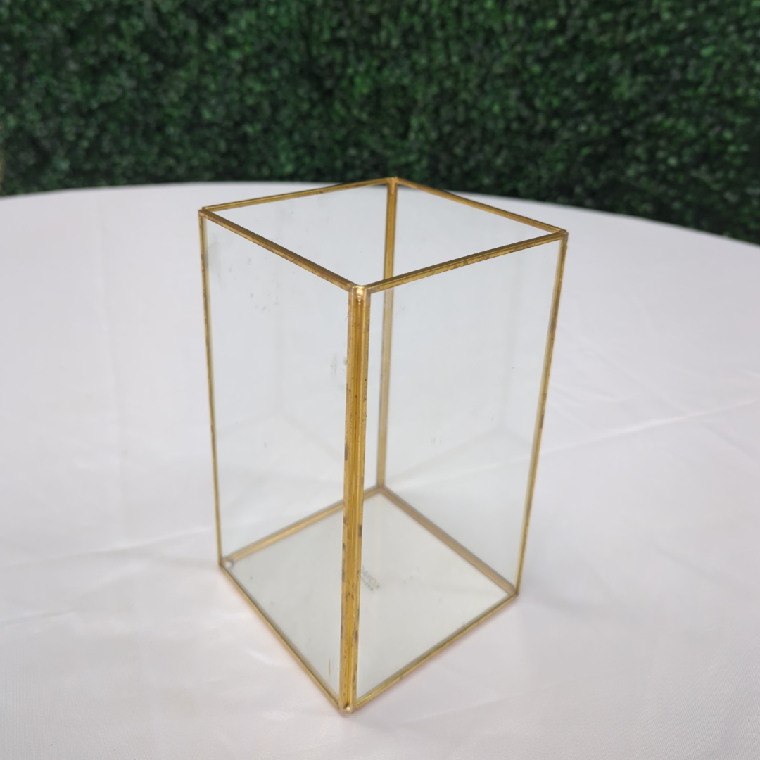 Gold Frame Square Glass Lanterns- 3 sizes