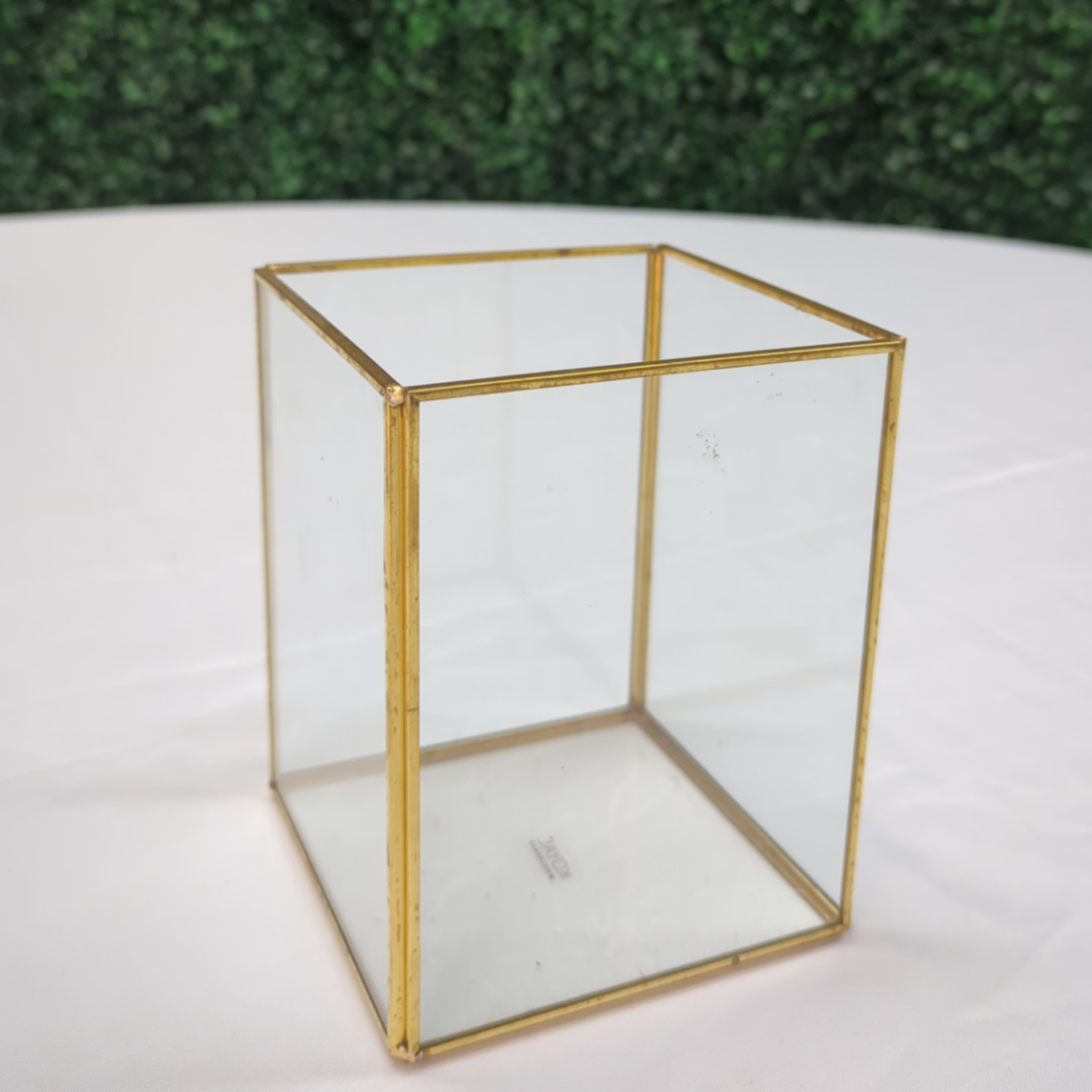 Gold Frame Square Glass Lanterns- 3 sizes