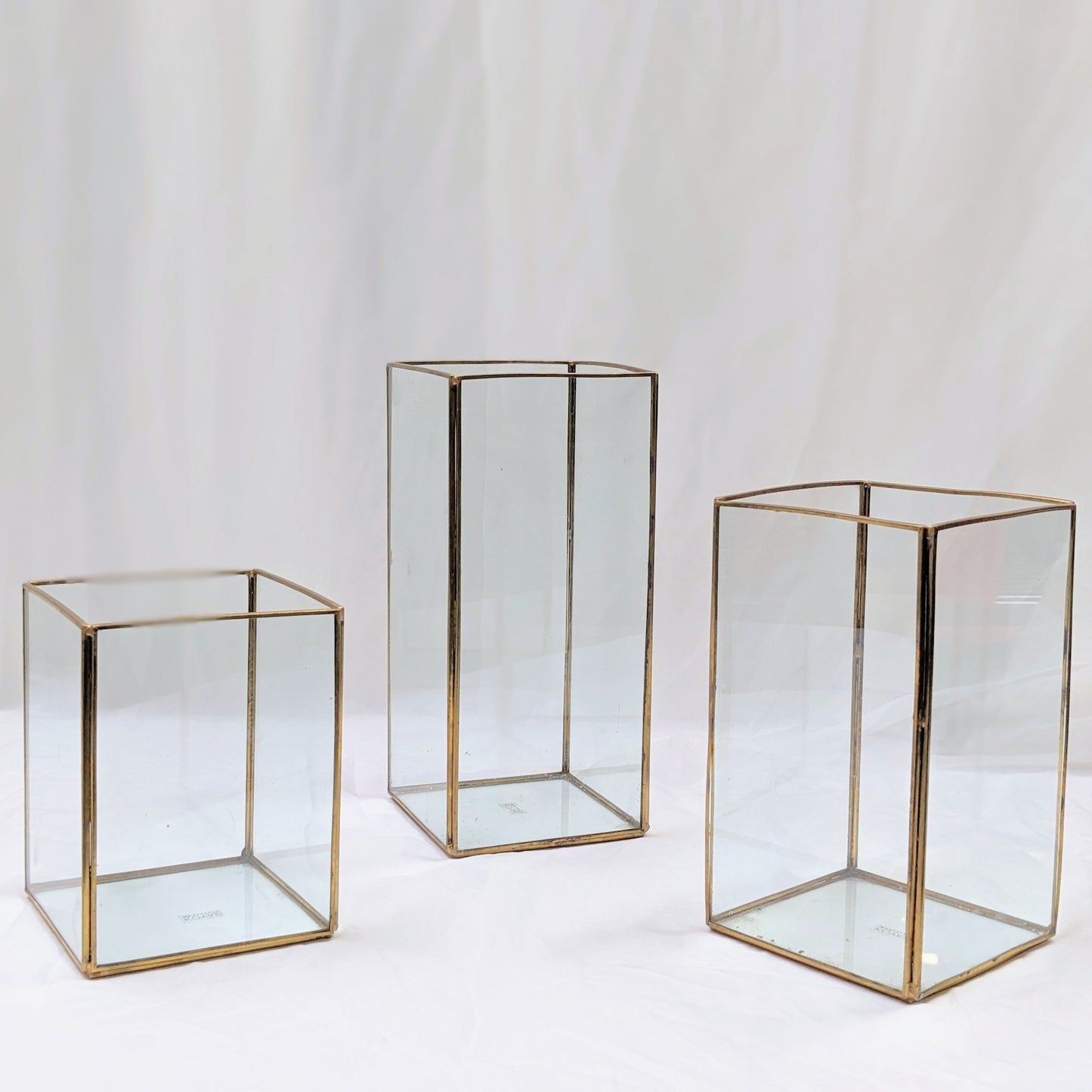 Gold Frame Square Glass Lanterns- 3 sizes