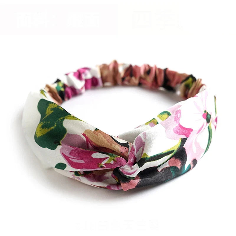 vintage cross turban headband summer print