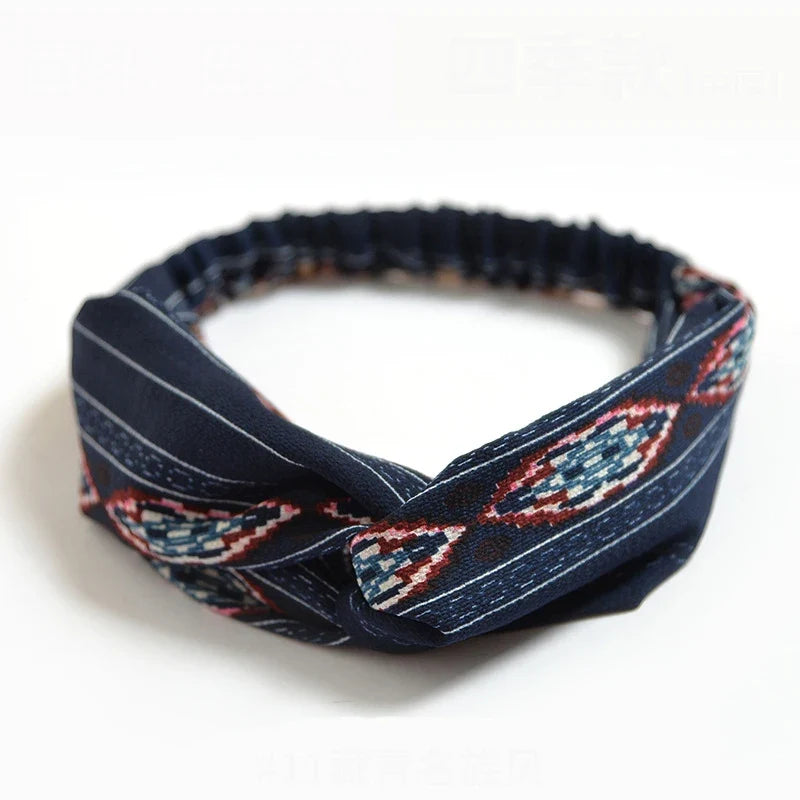 vintage cross turban headband summer print
