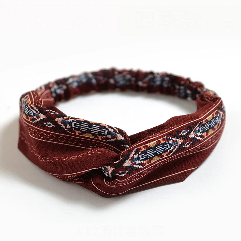 vintage cross turban headband summer print