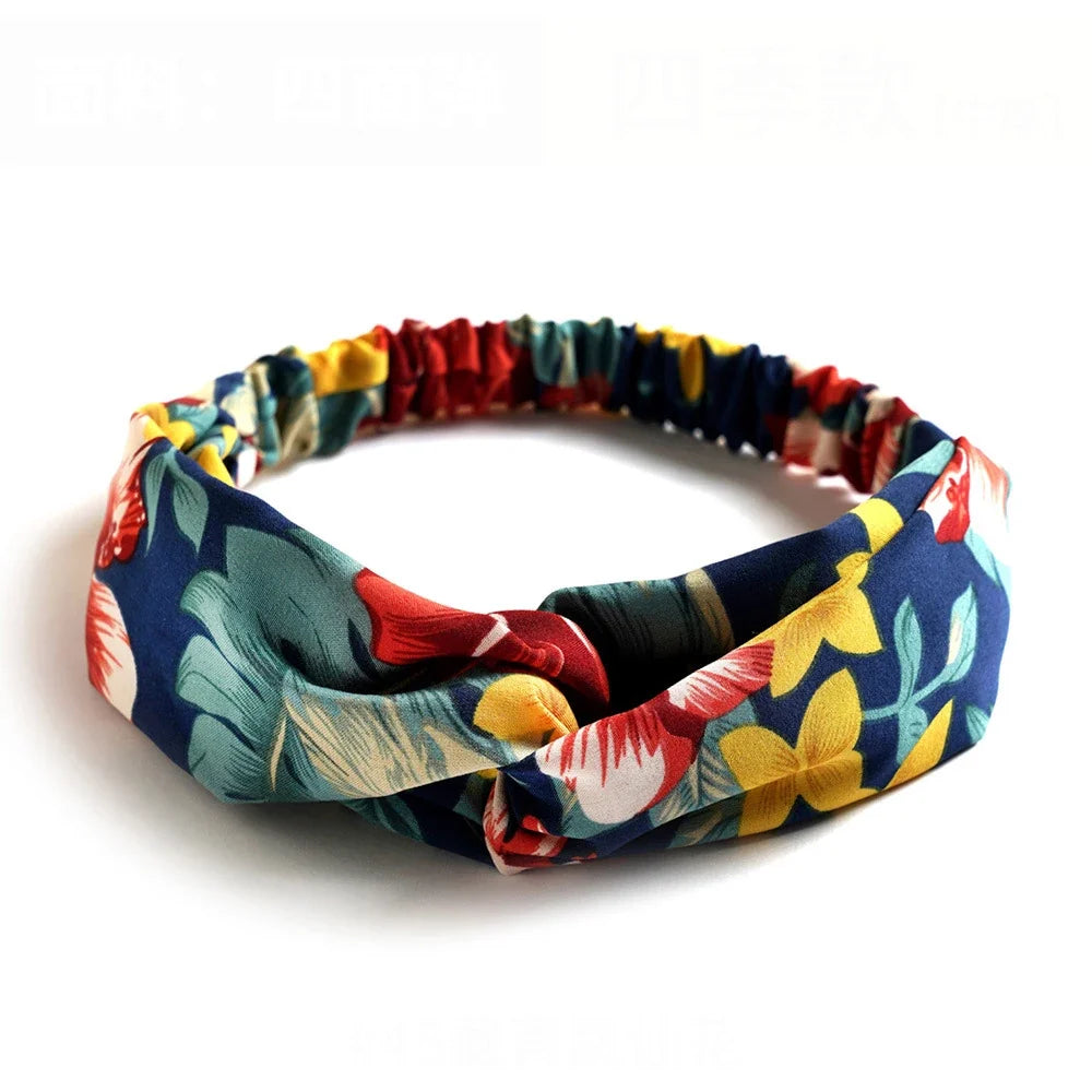vintage cross turban headband summer print