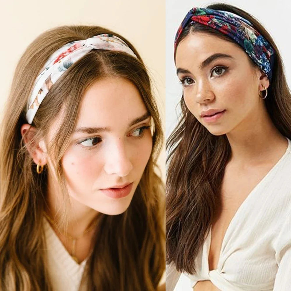 vintage cross turban headband summer print