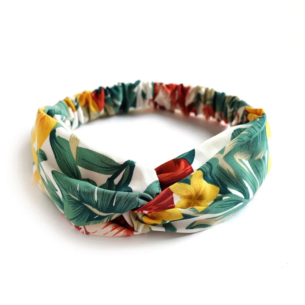 vintage cross turban headband summer print