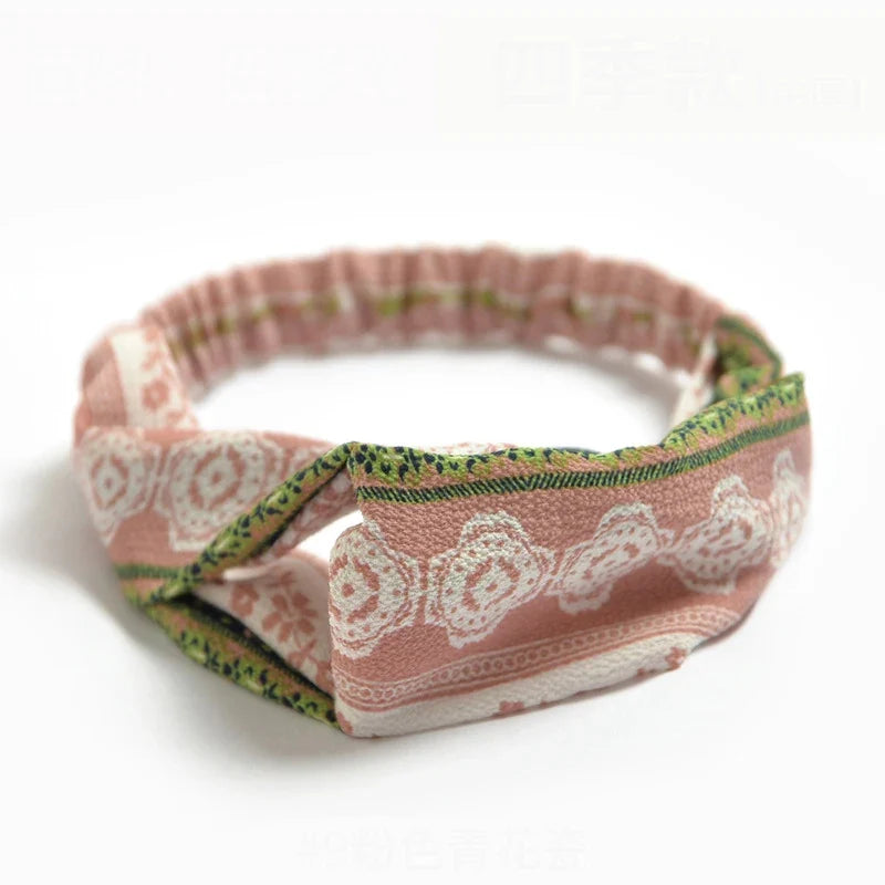 vintage cross turban headband summer print