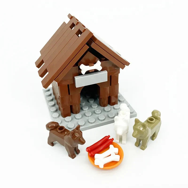 Creative City Farm Building Blocks Set with Animals: Pigpen, Doghouse, Henhouse Toys for Kids