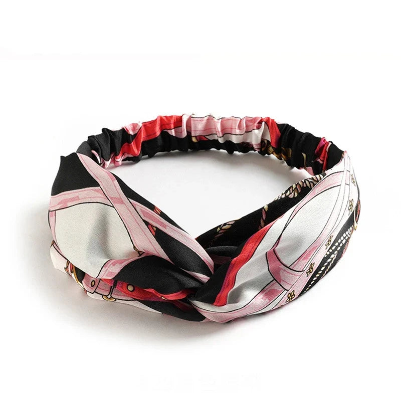 vintage cross turban headband summer print