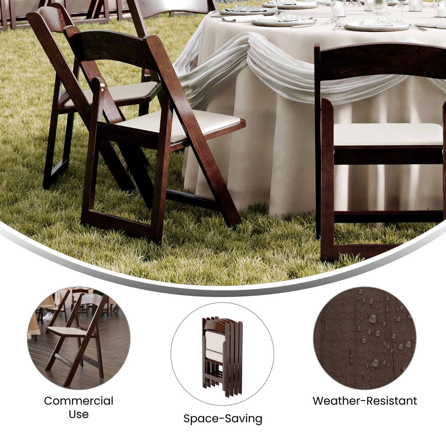 HERCULES Commercial Indoor/Outdoor Lightweight Wood Look Resin Folding Event Chair