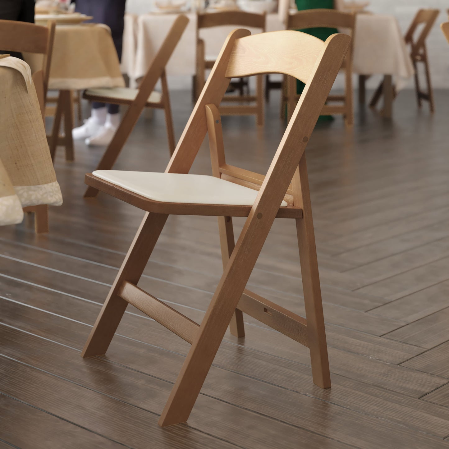 HERCULES Commercial Indoor/Outdoor Lightweight Wood Look Resin Folding Event Chair