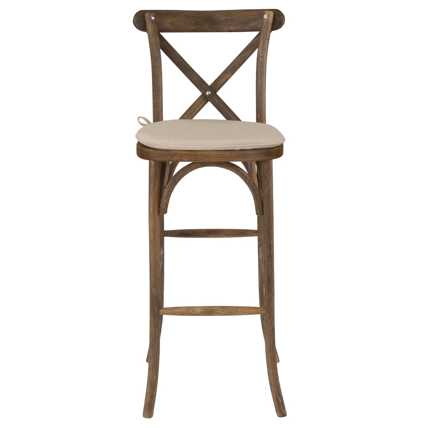 HERCULES Series Wood Cross Back Barstool with Cushion