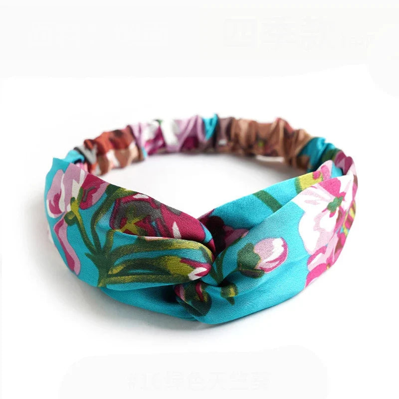 vintage cross turban headband summer print