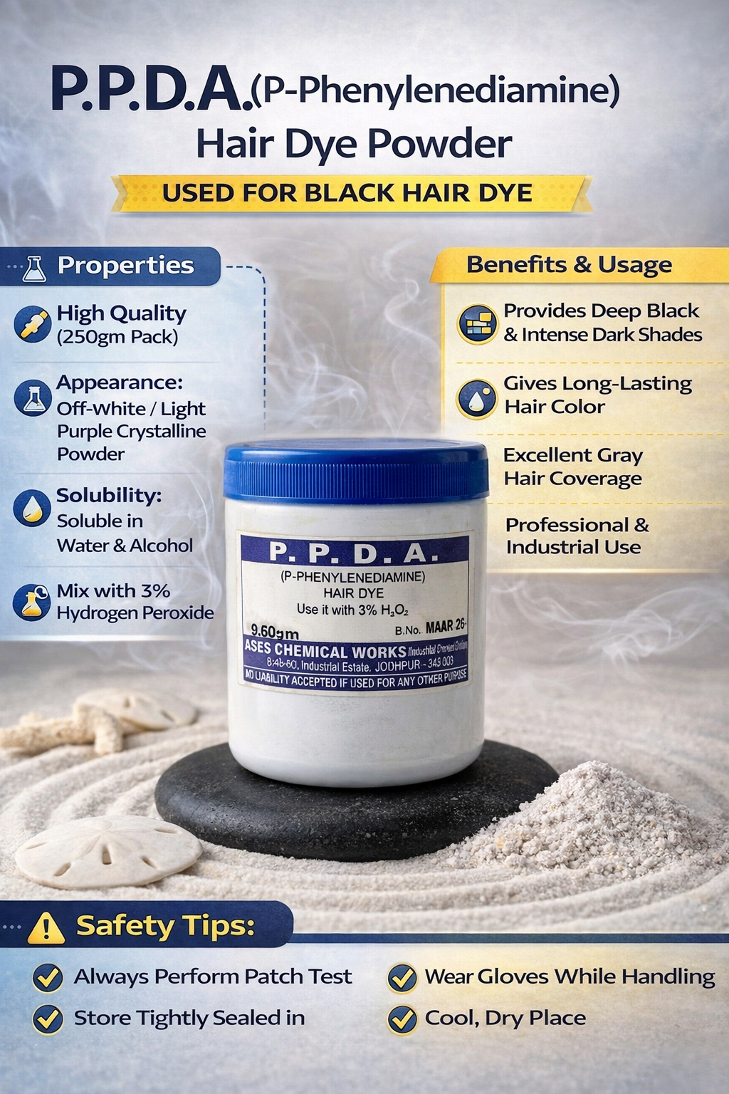Paraphenylenediamine Powder (PPDA/PPD) (For Black Hair Dye)