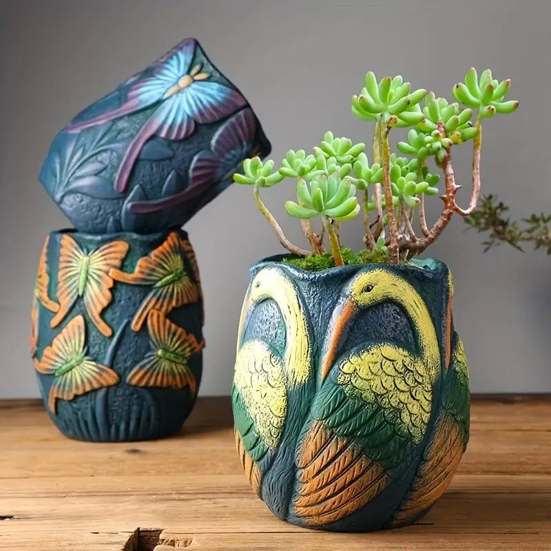 Decorative Planter Hand Painted Indoor Outdoor Flower Pot