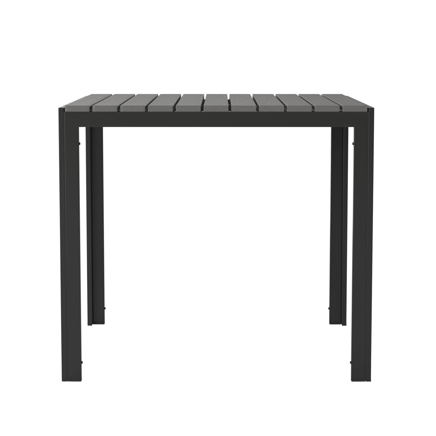 Harris Commercial Grade Indoor/Outdoor Square Steel Patio Dining Table for 4 with Poly Resin Slatted Top