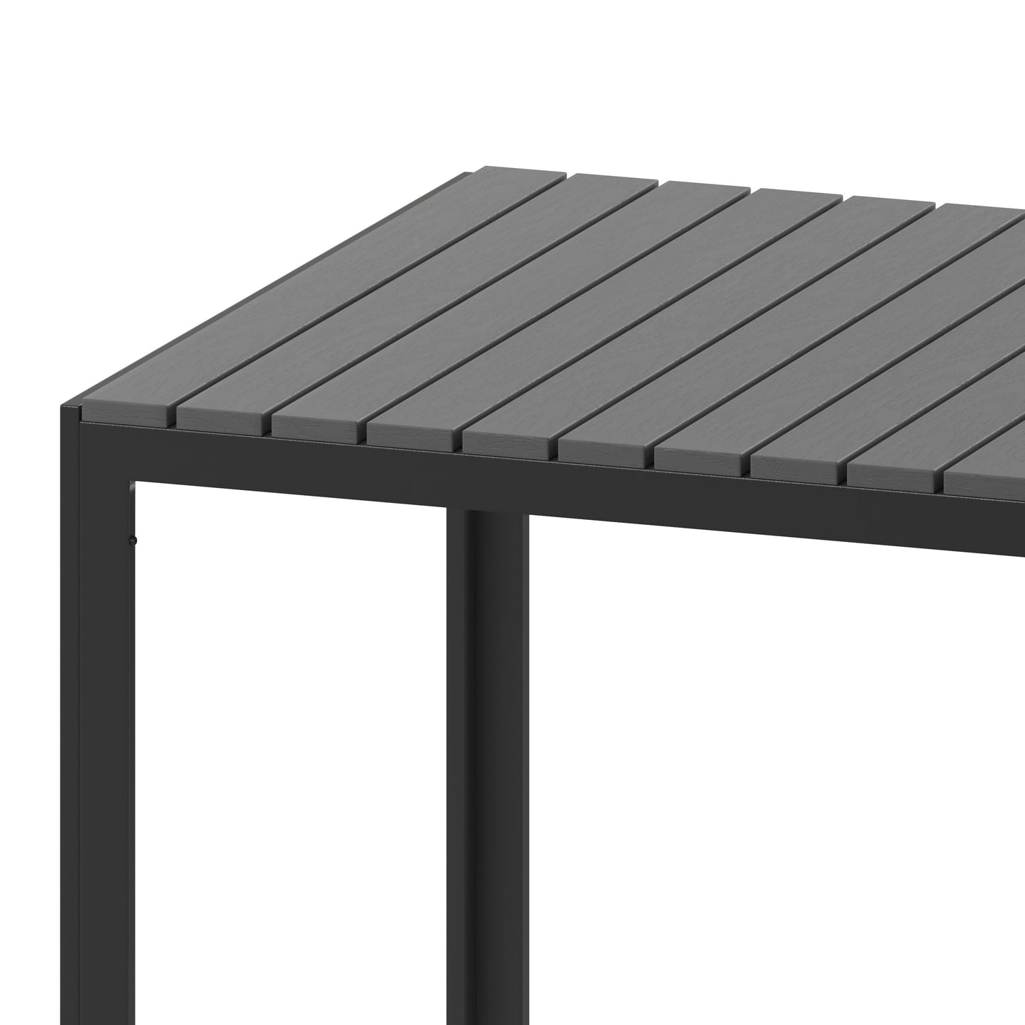 Harris Commercial Grade Indoor/Outdoor Square Steel Patio Dining Table for 4 with Poly Resin Slatted Top