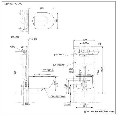 Toto Hayon WALL HUNG TOILET WITH S5 Washlet