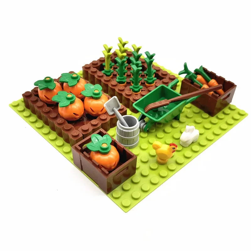 Creative City Farm Building Blocks Set with Animals: Pigpen, Doghouse, Henhouse Toys for Kids
