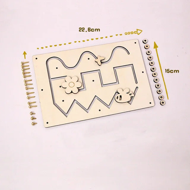 Wooden Montessori Busy Board for Babies - DIY Sensory Activity Toy with Engaging Accessories