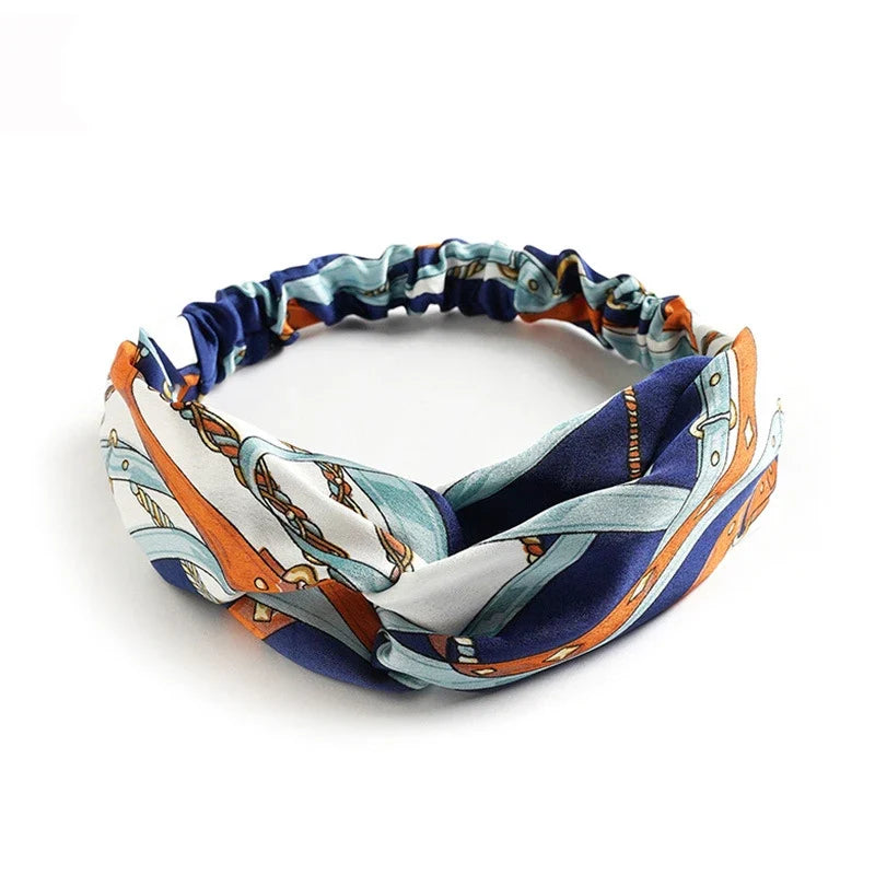vintage cross turban headband summer print