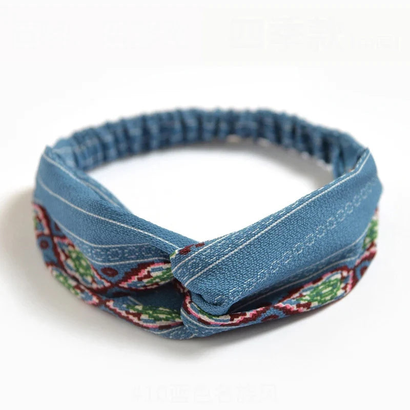 vintage cross turban headband summer print