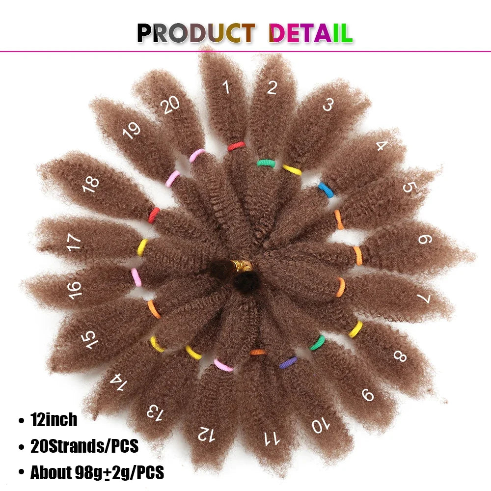 Curly Crochet – 12” Synthetic Ombre Afro Kinky Braiding Hair Extensions