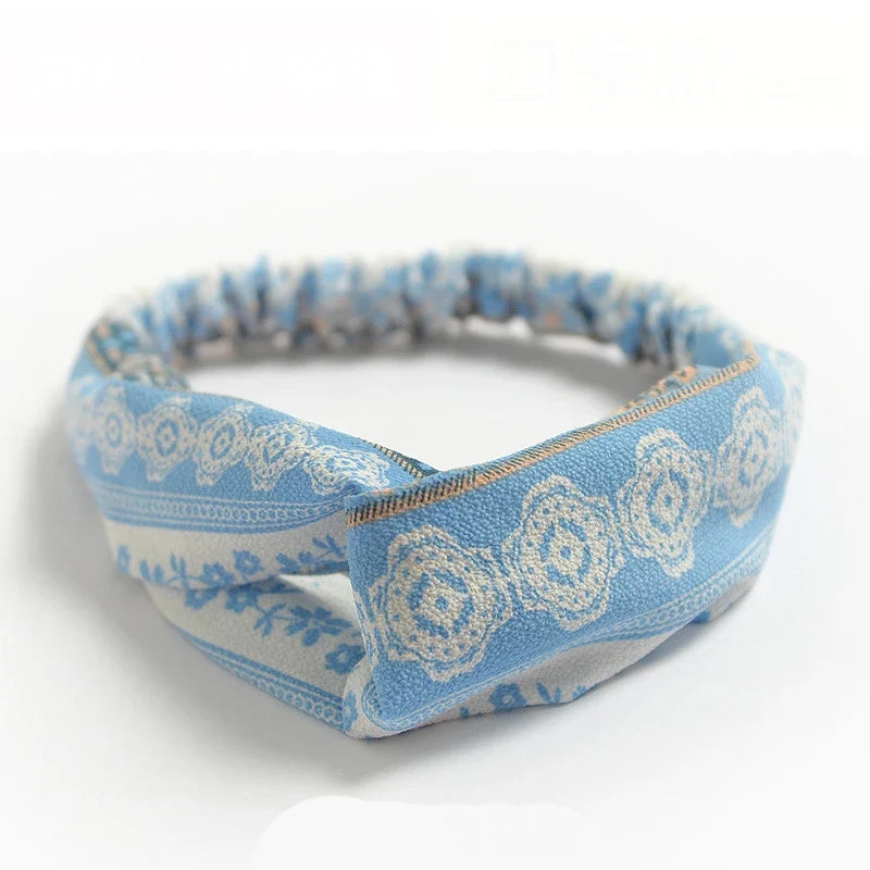 vintage cross turban headband summer print