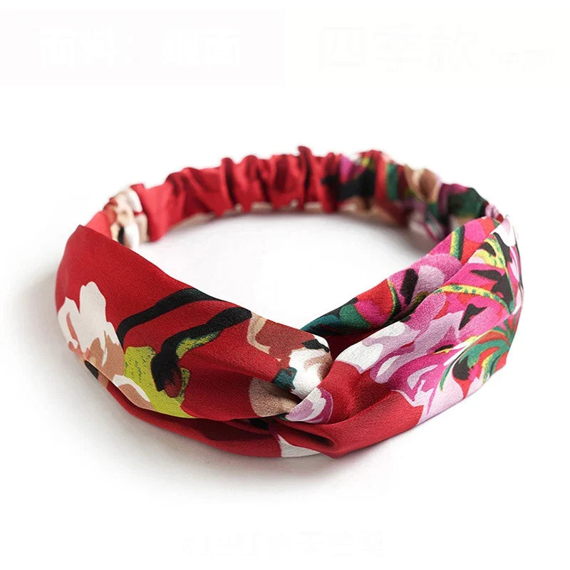 vintage cross turban headband summer print