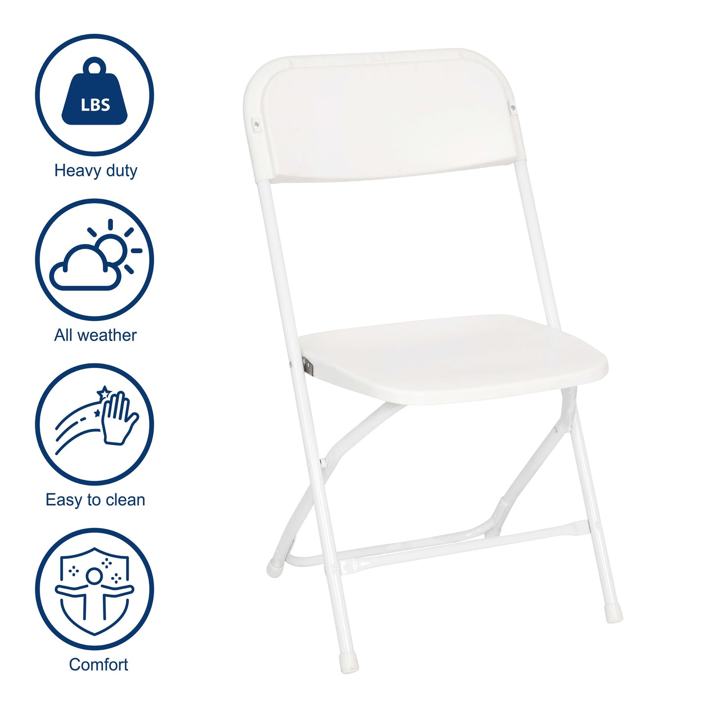 Hercules Big and Tall Commercial Folding Chair - Extra Wide 650LB. Capacity - Durable Plastic - 4-Pack