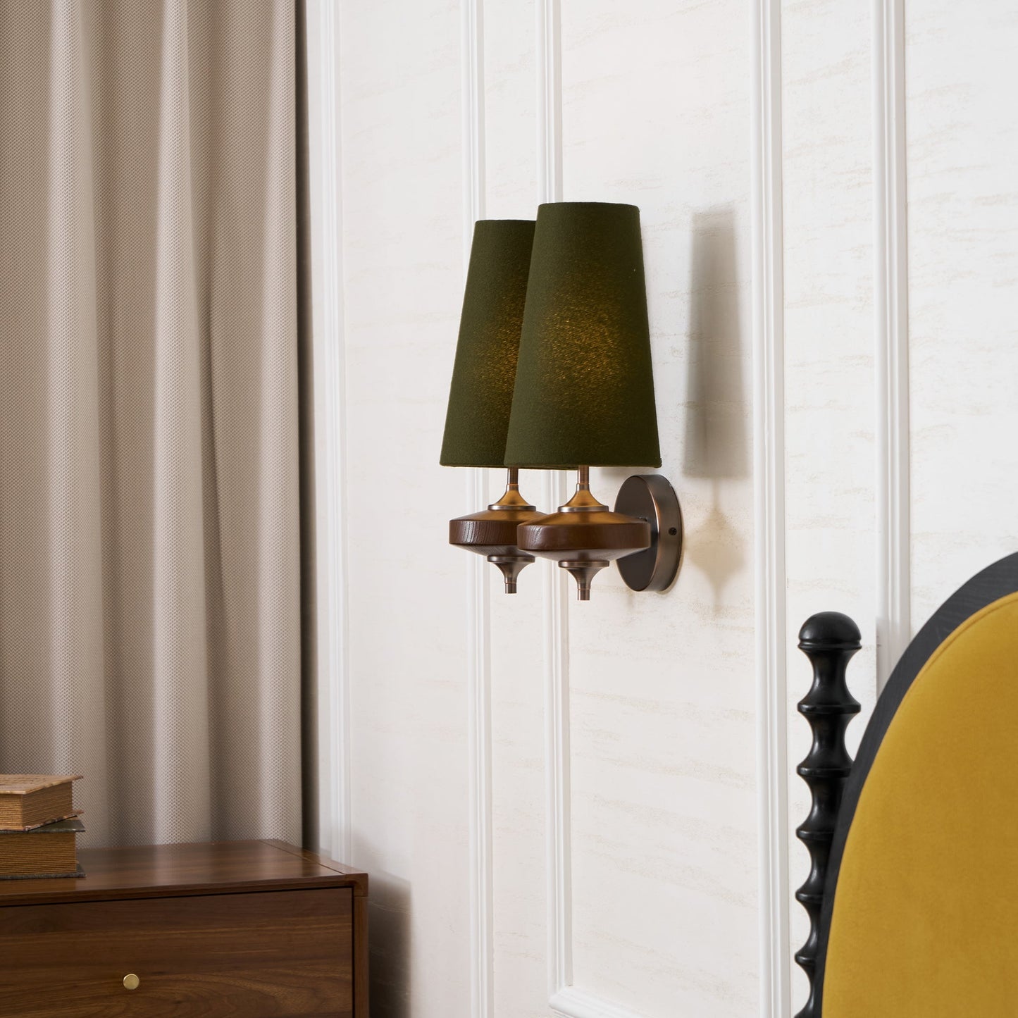 Tapered Shade Wall Light Sconce With Sculpted Base