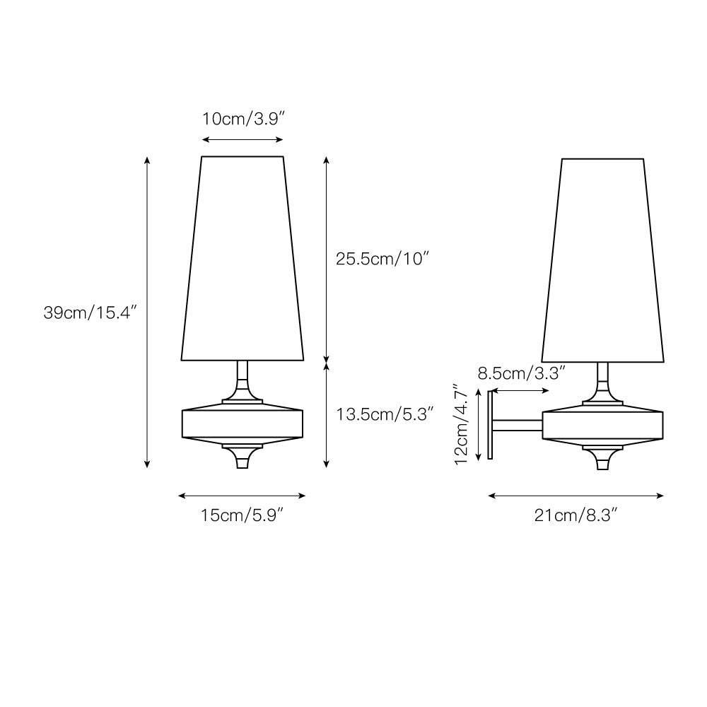 Tapered Shade Wall Light Sconce With Sculpted Base