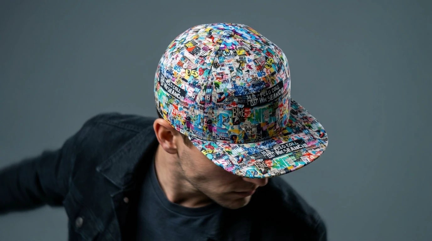 Graffiti Print Snapback Cap – All-Over Street Art Hat – Maximalist Urban Baseball Cap