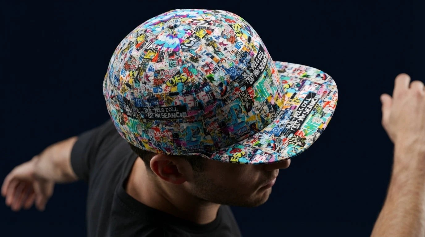 Graffiti Print Snapback Cap – All-Over Street Art Hat – Maximalist Urban Baseball Cap