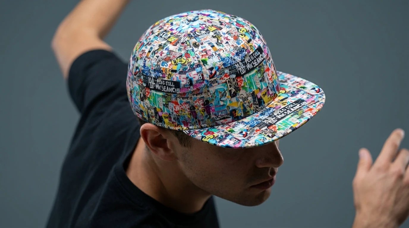 Graffiti Print Snapback Cap – All-Over Street Art Hat – Maximalist Urban Baseball Cap