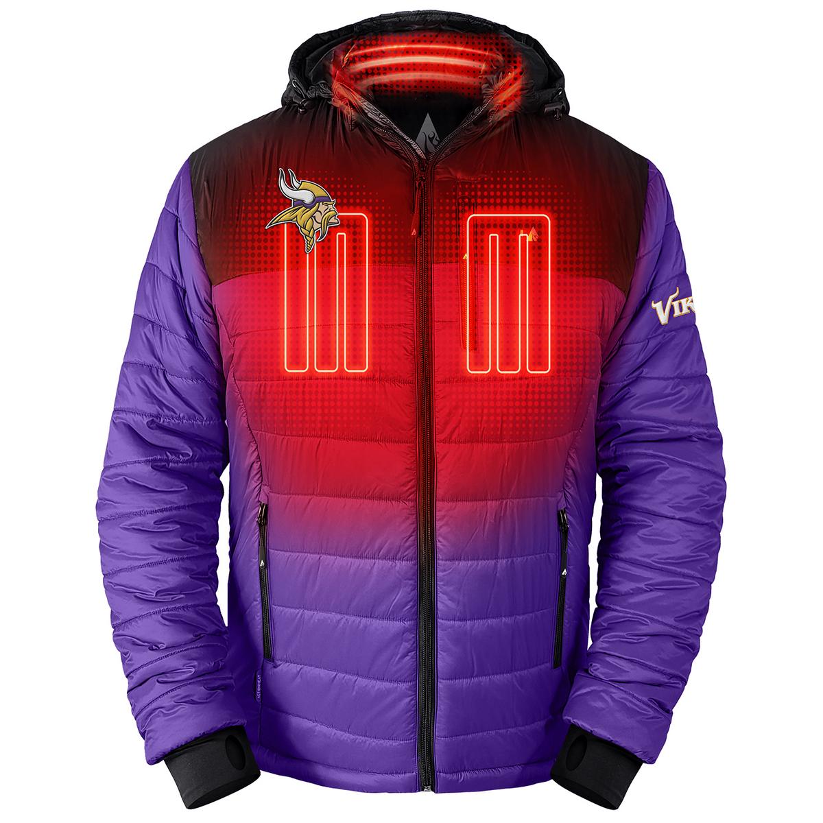ActionHeat Minnesota Vikings 5V Men's Colorblock Puffer Battery Heated Jacket
