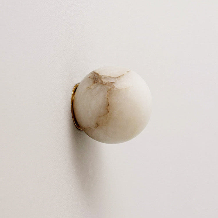 Mini Orb Alabaster Wall Light With Sculpted Stone Shade