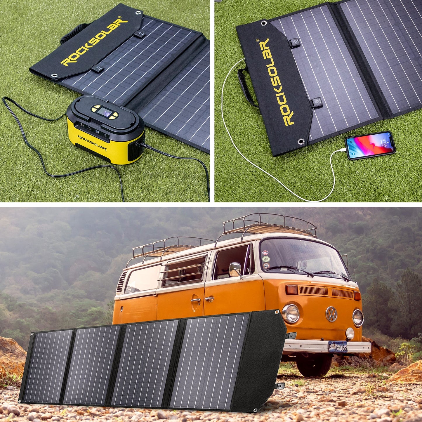 ROCKSOLAR 100W 12V Foldable Solar Panel Portable USB Solar Battery Charger