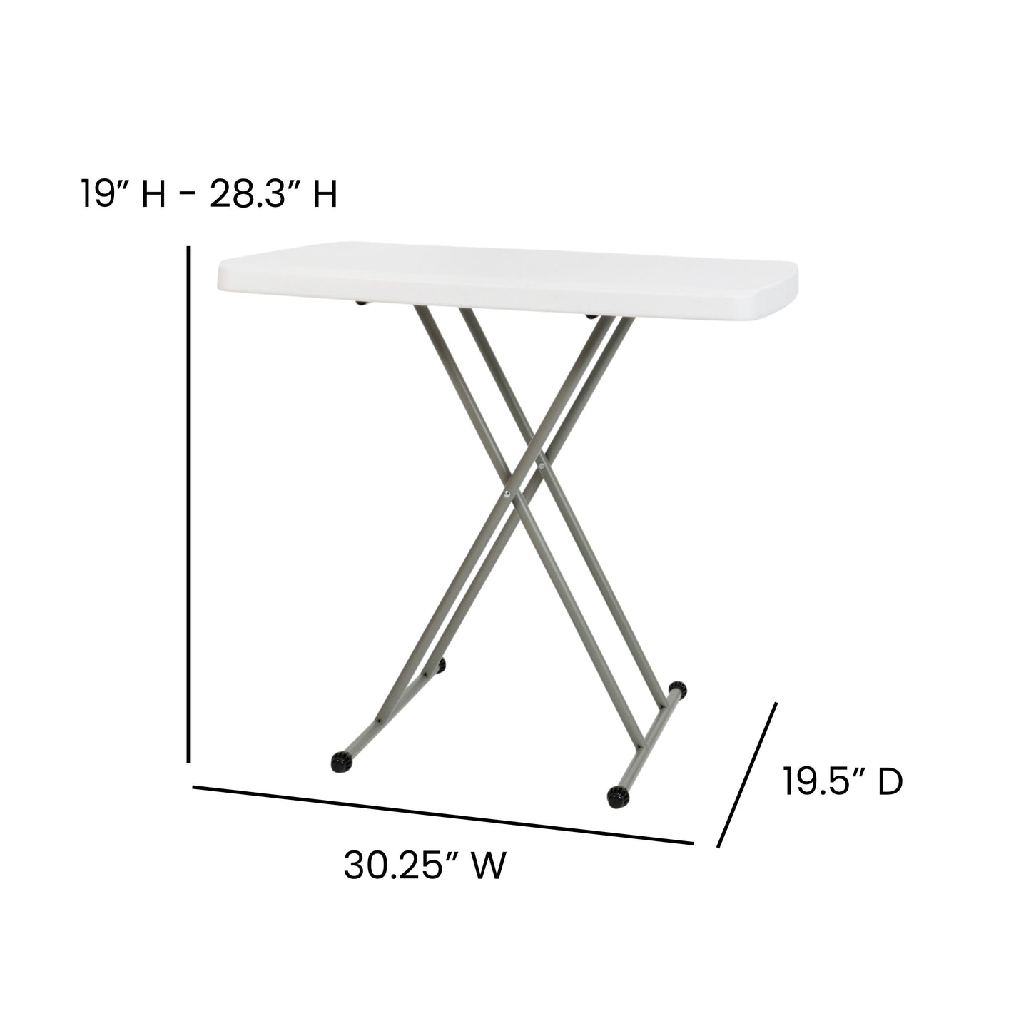 Indoor/Outdoor Plastic Folding Table, Adjustable Height Commercial Grade Side Table, Laptop Table, TV Tray
