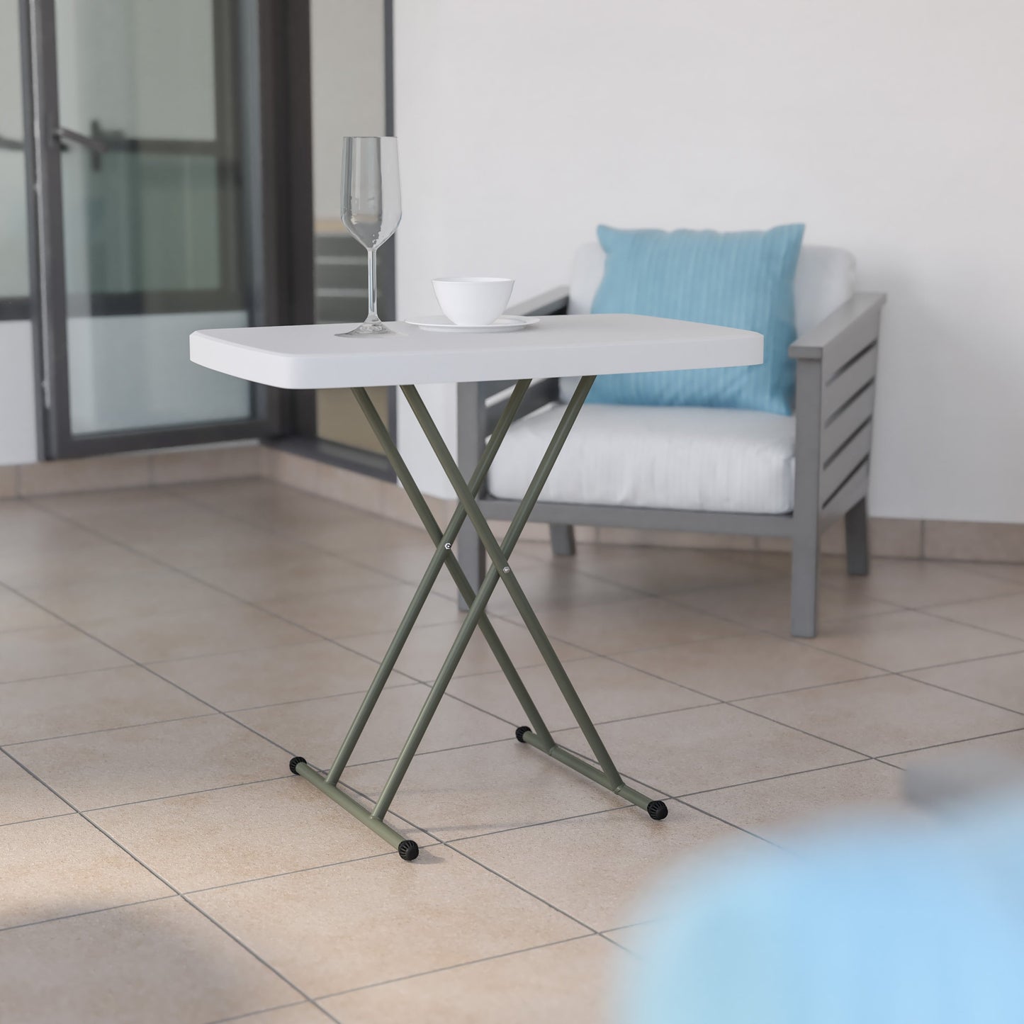 Indoor/Outdoor Plastic Folding Table, Adjustable Height Commercial Grade Side Table, Laptop Table, TV Tray