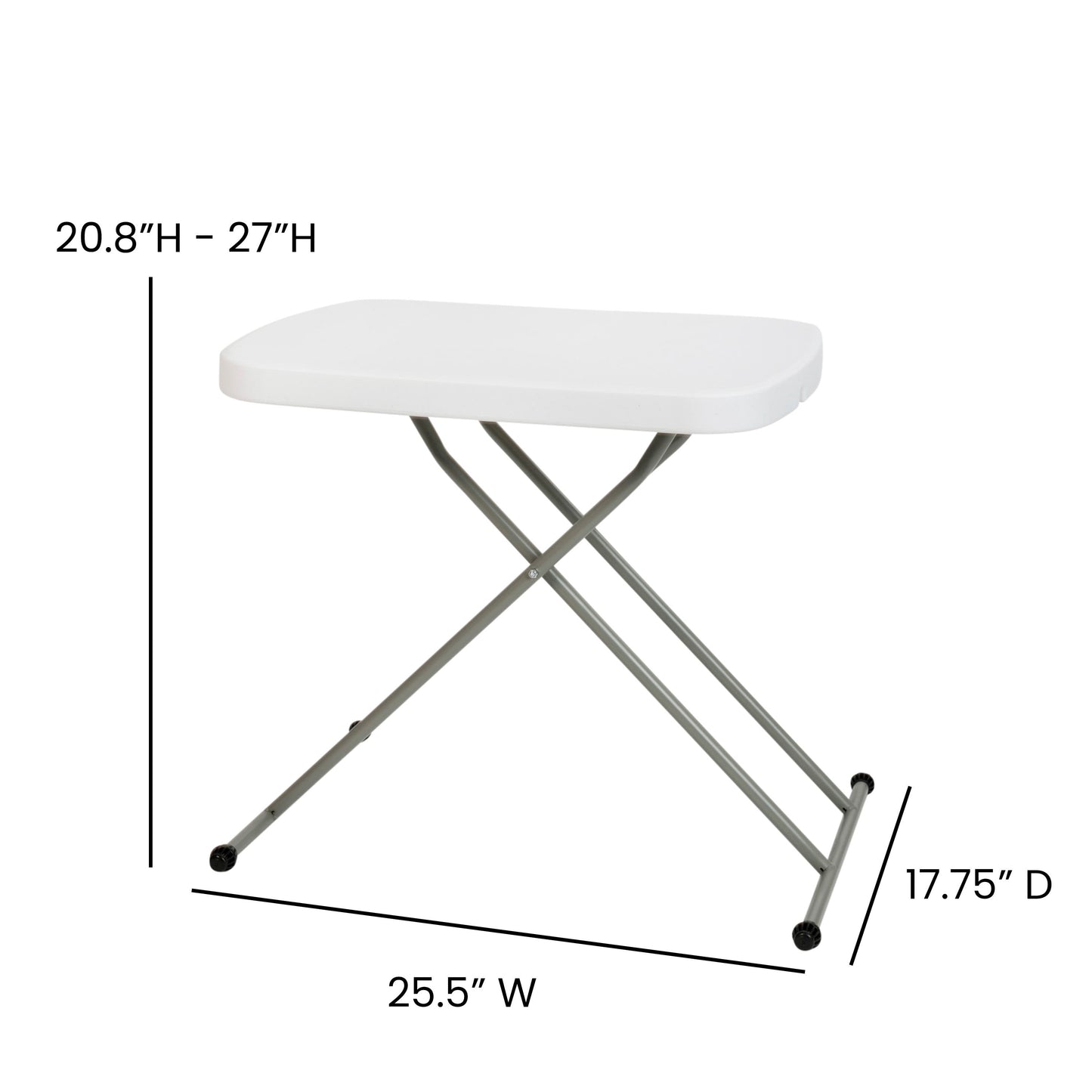 Indoor/Outdoor Plastic Folding Table, Adjustable Height Commercial Grade Side Table, Laptop Table, TV Tray