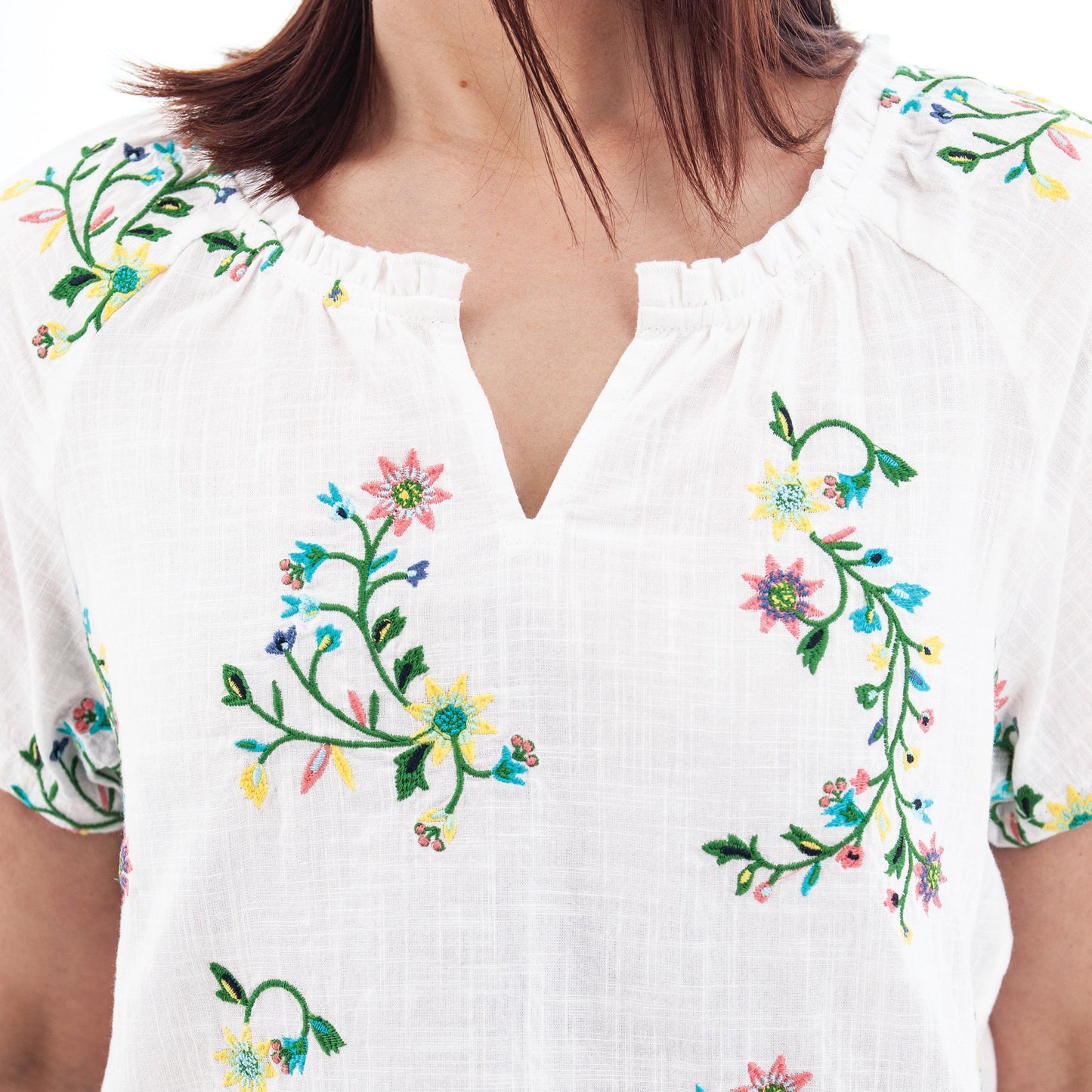 Lorena Floral Split Neck Blouse - J27115AP