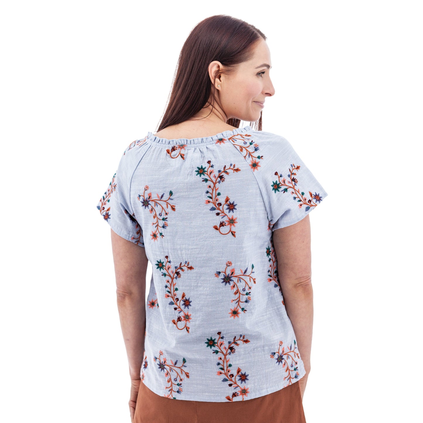 Lorena Floral Split Neck Blouse - J27115AP