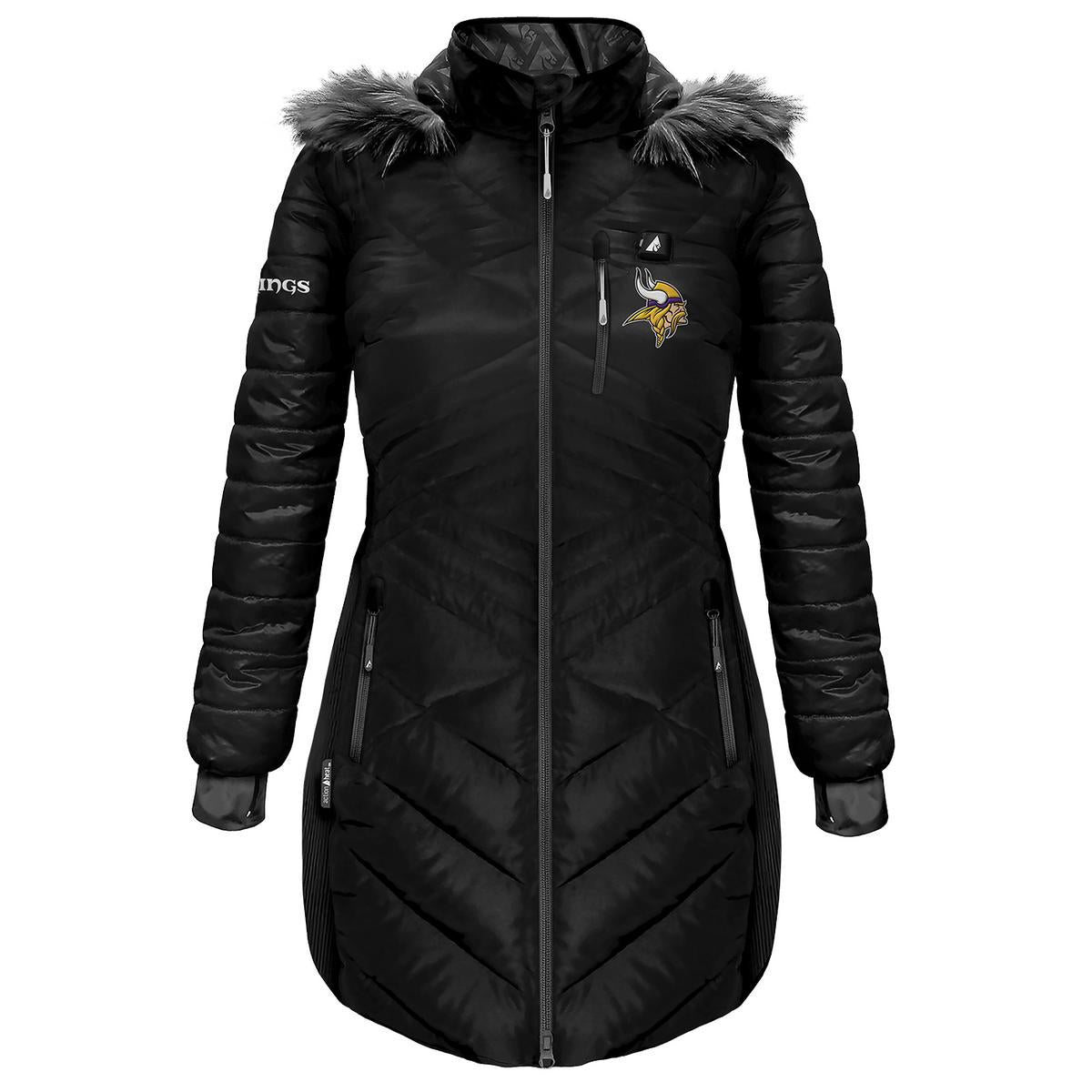ActionHeat Minnesota Vikings 5V Women's Long Puffer Battery Heated Jacket