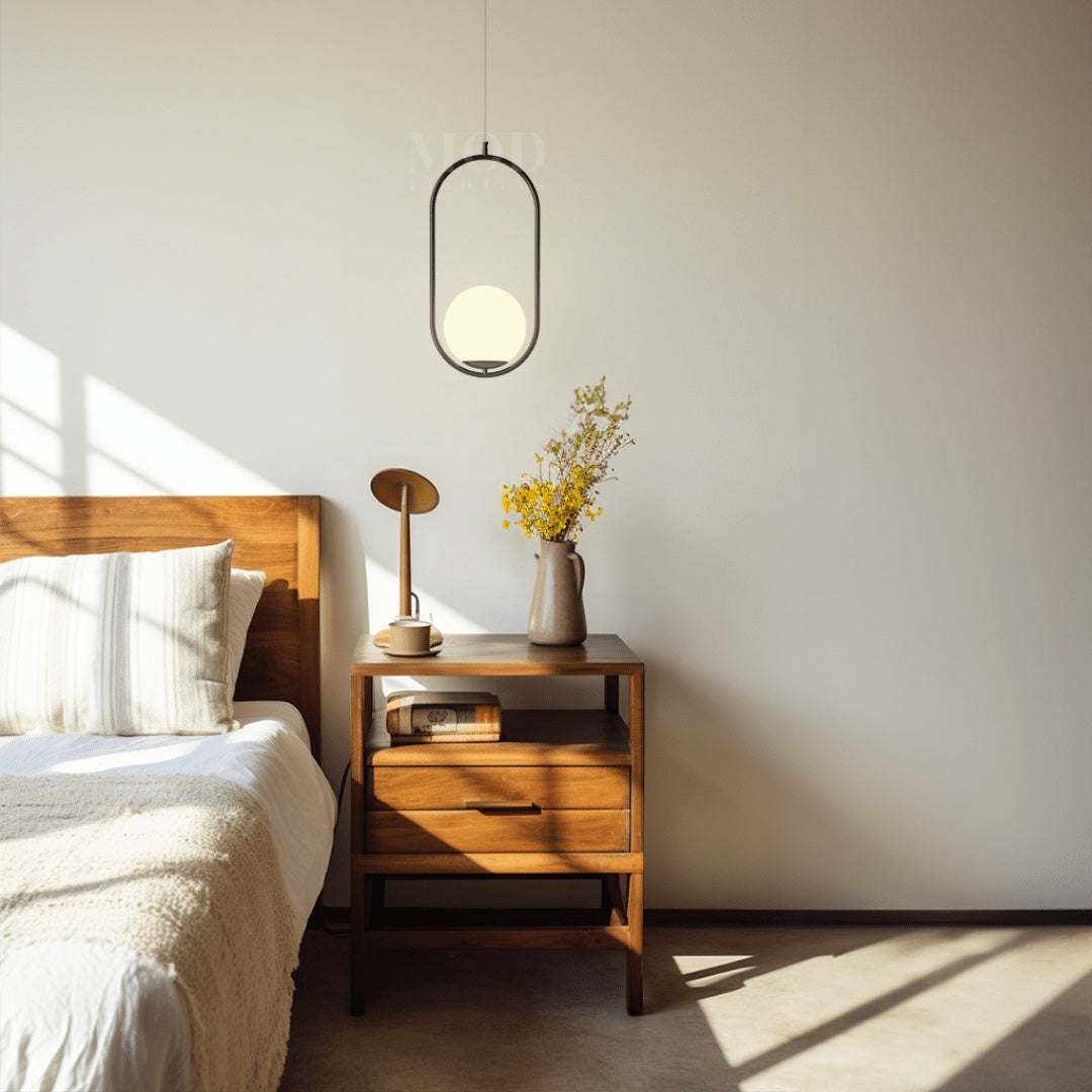 Oval Cage Globe Pendant Light With Minimal Frame