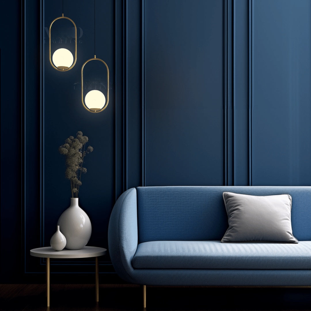 Oval Cage Globe Pendant Light With Minimal Frame