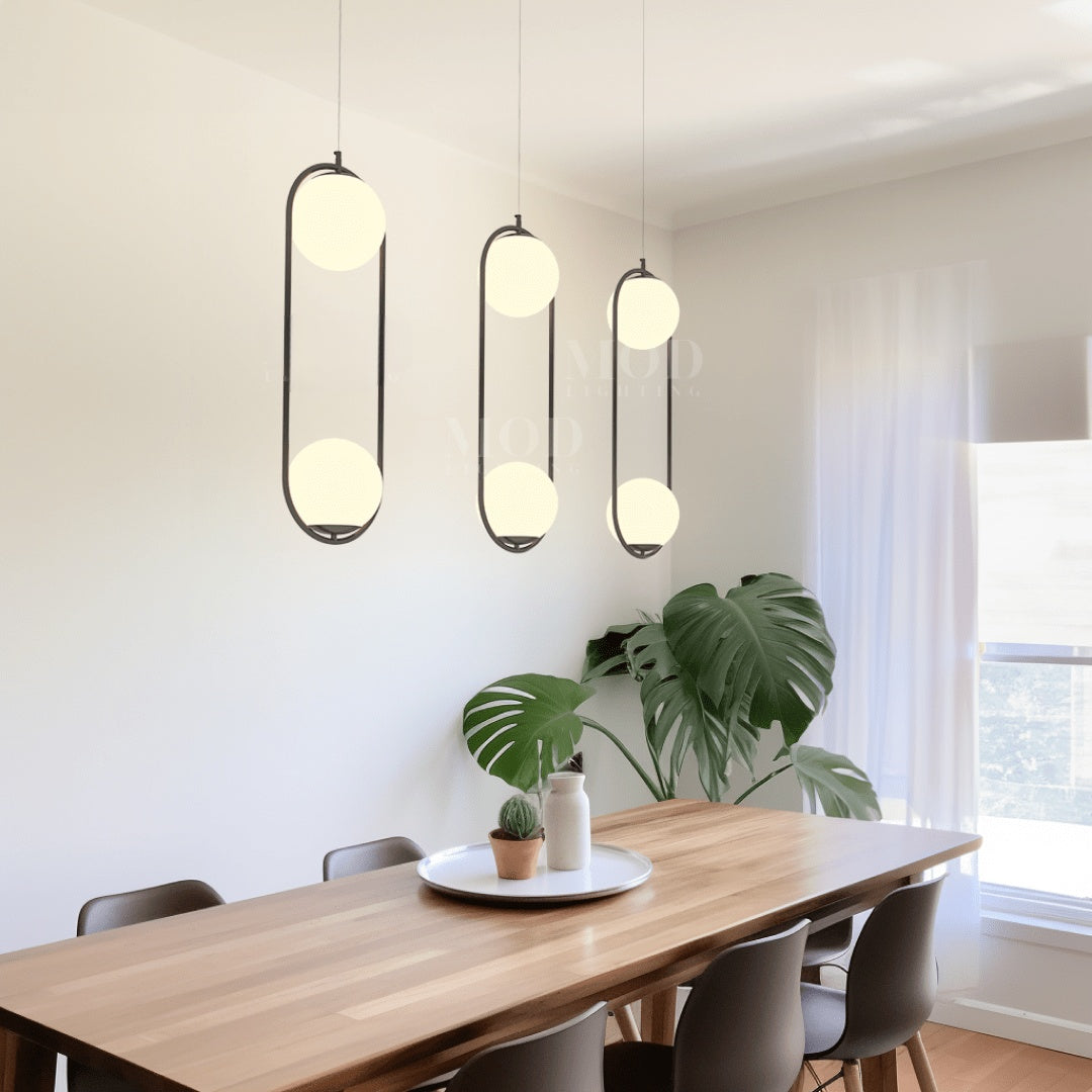 Oval Cage Globe Pendant Light With Minimal Frame